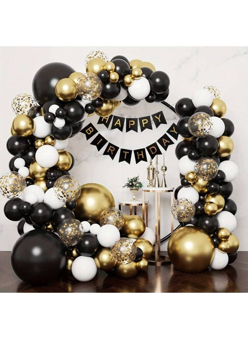Black, Gold & White Balloon Set with Confetti Balloons – 51 Pieces for Party & Event Decoration - Image 2